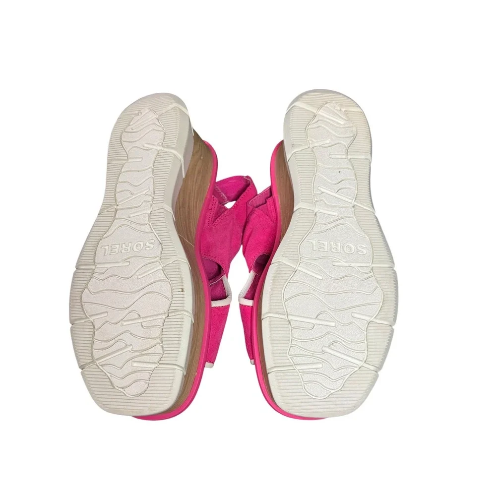 Sorel Hot Pink Suede Platform Wedge Sandals Size 8